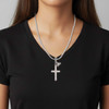 Stainless Steel Proverbs 3:15 - She is Precious Engraved Cross - Silver Plated Twist Rope Bead Charm Dangle with Mini Year 2026 as a necklace pendant