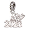 Silver Plated Horizontal Year 2026 - Silver Plated Twist Rope Bead Charm Dangle with Mini Year 2026: Year to Remember Jewelry Gift - Celebrations