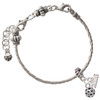 Silver Plated 3-D Pickleball - Silver Plated Twist Rope Bead Charm Dangle with Mini Year 2026 on a large hole bead bracelet