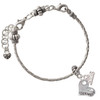 Silver Plated Pickleball Heart - Silver Plated Twist Rope Bead Charm Dangle with Mini Year 2026 on a large hole bead bracelet