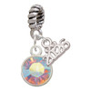 10mm Clear AB Crystal Drop - Silver Plated Twist Rope Bead Charm Dangle with Mini Year 2026: Year to Remember Jewelry Gift - Celebrations