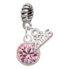 10mm Light Pink Crystal Drop - Silver Plated Twist Rope Bead Charm Dangle with Mini Year 2026: Year to Remember Jewelry Gift - Celebrations