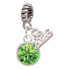 10mm Lime Green Crystal Drop - Silver Plated Twist Rope Bead Charm Dangle with Mini Year 2026: Year to Remember Jewelry Gift - Celebrations