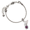 Silver Plated 3-D Purple & AB Crystal Owl - Silver Plated Twist Rope Bead Charm Dangle with Mini Year 2026 on a large hole bead bracelet Jewelry Ideas and Examples