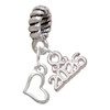 Silver Plated Small Slanted Open Heart - Silver Plated Twist Rope Bead Charm Dangle with Mini Year 2026: Year to Remember Jewelry Gift - Celebrations
