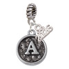 Silver Plated Antiqued Round Seal - Initial - A - Silver Plated Twist Rope Bead Charm Dangle with Mini Year 2026: Year to Remember Jewelry Gift - Celebrations