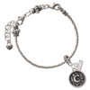 Silver Plated Antiqued Round Seal - Initial - C - Silver Plated Twist Rope Bead Charm Dangle with Mini Year 2026 on a large hole bead bracelet Jewelry Ideas and Examples