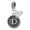 Silver Plated Antiqued Round Seal - Initial - D - Silver Plated Twist Rope Bead Charm Dangle with Mini Year 2026: Year to Remember Jewelry Gift - Celebrations