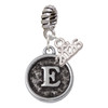Silver Plated Antiqued Round Seal - Initial - E - Silver Plated Twist Rope Bead Charm Dangle with Mini Year 2026: Year to Remember Jewelry Gift - Celebrations