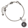 Silver Plated Antiqued Round Seal - Initial - K - Silver Plated Twist Rope Bead Charm Dangle with Mini Year 2026 on a large hole bead bracelet Jewelry Ideas and Examples