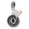 Silver Plated Antiqued Round Seal - Initial - Q - Silver Plated Twist Rope Bead Charm Dangle with Mini Year 2026: Year to Remember Jewelry Gift - Celebrations