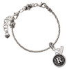 Silver Plated Antiqued Round Seal - Initial - R - Silver Plated Twist Rope Bead Charm Dangle with Mini Year 2026 on a large hole bead bracelet Jewelry Ideas and Examples