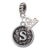 Silver Plated Antiqued Round Seal - Initial - S - Silver Plated Twist Rope Bead Charm Dangle with Mini Year 2026: Year to Remember Jewelry Gift - Celebrations