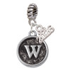 Silver Plated Antiqued Round Seal - Initial - W - Silver Plated Twist Rope Bead Charm Dangle with Mini Year 2026: Year to Remember Jewelry Gift - Celebrations
