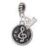 Silver Plated Antiqued Round Seal - Clef - Silver Plated Twist Rope Bead Charm Dangle with Mini Year 2026: Year to Remember Jewelry Gift - Celebrations
