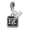 Silver Plated Antiqued Square Seal - Love with Heart - Silver Plated Twist Rope Bead Charm Dangle with Mini Year 2026: Year to Remember Jewelry Gift - Celebrations