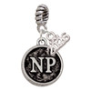 Silver Plated Nurse Caduceus Seal - NP - Silver Plated Twist Rope Bead Charm Dangle with Mini Year 2026: Year to Remember Jewelry Gift - Celebrations