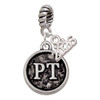 Silver Plated Physical Therapist Caduceus Seal - PT - Silver Plated Twist Rope Bead Charm Dangle with Mini Year 2026: Year to Remember Jewelry Gift - Celebrations