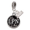 Silver Plated Nurse Caduceus Seal - LPN - Silver Plated Twist Rope Bead Charm Dangle with Mini Year 2026: Year to Remember Jewelry Gift - Celebrations