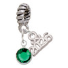 Crystal Green Channel Drop - Silver Plated Twist Rope Bead Charm Dangle with Mini Year 2026: Year to Remember Jewelry Gift - Celebrations