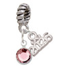 Crystal Light Pink Channel Drop - Silver Plated Twist Rope Bead Charm Dangle with Mini Year 2026: Year to Remember Jewelry Gift - Celebrations