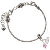 Pink Crystal Bicone - Silver Plated Twist Rope Bead Charm Dangle with Mini Year 2026 on a large hole bead bracelet Jewelry Ideas and Examples