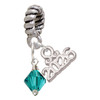 December - Teal Crystal Bicone - Silver Plated Twist Rope Bead Charm Dangle with Mini Year 2026: Year to Remember Jewelry Gift - Celebrations