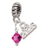 Fuchsia Crystal Bicone - Silver Plated Twist Rope Bead Charm Dangle with Mini Year 2026: Year to Remember Jewelry Gift - Celebrations