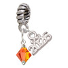 Orange Crystal Bicone - Silver Plated Twist Rope Bead Charm Dangle with Mini Year 2026: Year to Remember Jewelry Gift - Celebrations