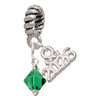 May - Green Crystal Bicone - Silver Plated Twist Rope Bead Charm Dangle with Mini Year 2026: Year to Remember Jewelry Gift - Celebrations