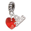 10mm Red Crystal Heart - Silver Plated Twist Rope Bead Charm Dangle with Mini Year 2026: Year to Remember Jewelry Gift - Celebrations