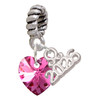 10mm Hot Pink Crystal Heart - Silver Plated Twist Rope Bead Charm Dangle with Mini Year 2026: Year to Remember Jewelry Gift - Celebrations