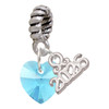10mm Hot Blue Crystal Heart - Silver Plated Twist Rope Bead Charm Dangle with Mini Year 2026: Year to Remember Jewelry Gift - Celebrations