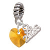10mm Yellow Crystal Heart - Silver Plated Twist Rope Bead Charm Dangle with Mini Year 2026: Year to Remember Jewelry Gift - Celebrations