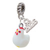 Resin White Chicken - Silver Plated Twist Rope Bead Charm Dangle with Mini Year 2026: Year to Remember Jewelry Gift - Celebrations