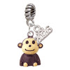 Resin Monkey - Silver Plated Twist Rope Bead Charm Dangle with Mini Year 2026: Year to Remember Jewelry Gift - Celebrations