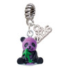 Resin Purple Panda Bear - Silver Plated Twist Rope Bead Charm Dangle with Mini Year 2026: Year to Remember Jewelry Gift - Celebrations