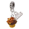 Resin Mini Vanilla Cupcake with Chocolate Frosting - Silver Plated Twist Rope Bead Charm Dangle with Mini Year 2026: Year to Remember Jewelry Gift - Celebrations