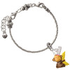 Resin Monkey Hugging a Banana - Silver Plated Twist Rope Bead Charm Dangle with Mini Year 2026 on a large hole bead bracelet Jewelry Ideas and Examples