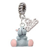 Resin Grey Hippopotamus Honey - Silver Plated Twist Rope Bead Charm Dangle with Mini Year 2026: Year to Remember Jewelry Gift - Celebrations