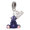Resin Purple Hippopotamus Honey - Silver Plated Twist Rope Bead Charm Dangle with Mini Year 2026: Year to Remember Jewelry Gift - Celebrations