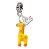 Resin Yellow Geronimo the Giraffe - Silver Plated Twist Rope Bead Charm Dangle with Mini Year 2026: Year to Remember Jewelry Gift - Celebrations