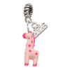 Resin Pink Geronimo the Giraffe - Silver Plated Twist Rope Bead Charm Dangle with Mini Year 2026: Year to Remember Jewelry Gift - Celebrations