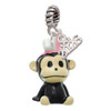 Resin Monkey with Bunny Ears - Silver Plated Twist Rope Bead Charm Dangle with Mini Year 2026: Year to Remember Jewelry Gift - Celebrations