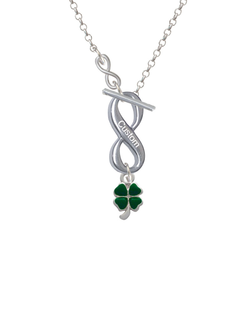 Personalized Four Leaf Clover Charm Necklace