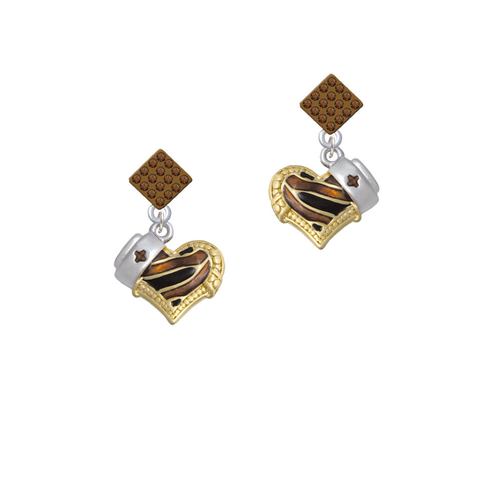 Tiger Print Cap with Gold Earrings Animal Tiger Print Hat for Men Women, Tiger Skin Print  main image 2