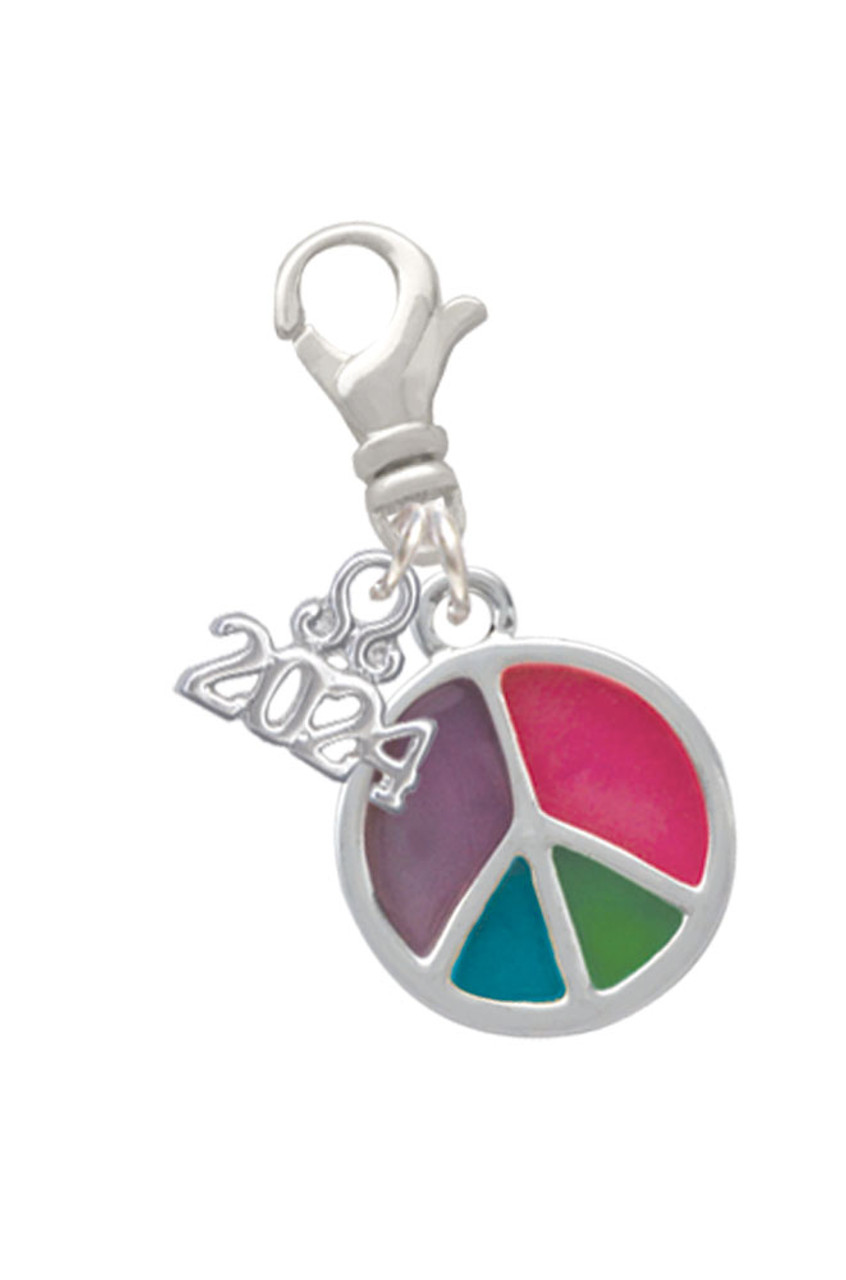 Delight Jewelry Love with Peace Sign - Clip on Charm with Year 2024