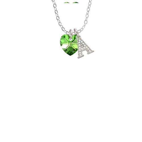 Lime Green Crystal Heart Crystal Initial - Sophia Necklace