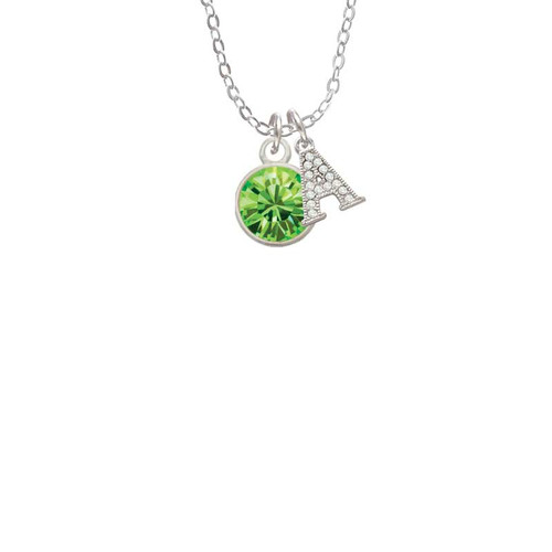 10mm Lime Green Crystal Drop Crystal Initial - Sophia Necklace
