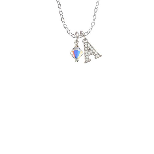 Clear AB - 6mm Crystal Bicone Crystal Initial - Sophia Necklace